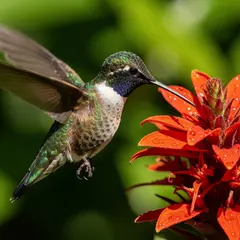 FLUX.2 [max] — A hummingbird hovering next to a bright red flower