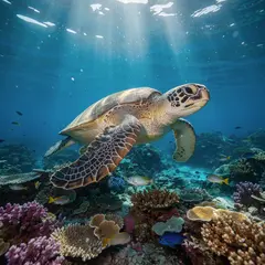 FLUX.2 [max] — A giant sea turtle swimming over a coral reef, und