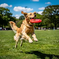 FLUX.2 [max] — A golden retriever catching a frisbee in mid-air a
