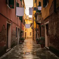 FLUX.2 [max] — A narrow cobblestone alley in Venice with colorful