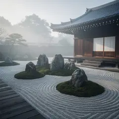 FLUX.2 [max] — A Japanese zen garden with raked gravel, moss-cove