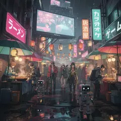 FLUX.2 [max] — A cyberpunk street market in Tokyo, anime style, n