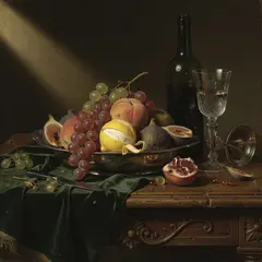 FLUX.2 [max] — A still life of fruit and wine on a table, Dutch G