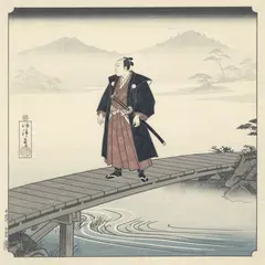 FLUX.2 [max] — A lone samurai standing on a misty bridge, ukiyo-e