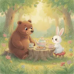 FLUX.2 [max] — A children's book illustration of a bear and a rab