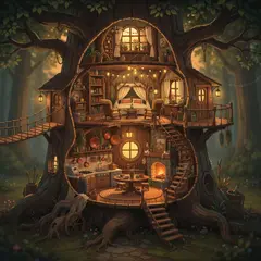 FLUX.2 [max] — A detailed cross-section of a fantasy treehouse sh