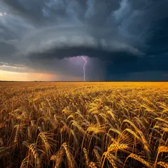 FLUX.2 [max] — A vast wheat field under a dramatic thunderstorm s