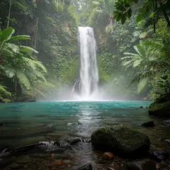 FLUX.2 [max] — A waterfall cascading into a tropical pool surroun