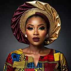 FLUX.2 [max] — A woman with elaborate gele headwrap and bold eye 