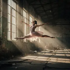 FLUX.2 [max] — A ballet dancer mid-leap in an abandoned warehouse