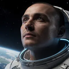 FLUX.2 [max] — An astronaut without a helmet, face lit by Earth g
