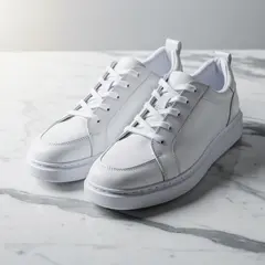 FLUX.2 [max] — A pair of white leather sneakers on a marble count