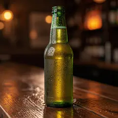 FLUX.2 [max] — A green glass bottle of craft beer with condensati
