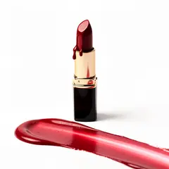 FLUX.2 [max] — A tube of red lipstick standing upright, melting s