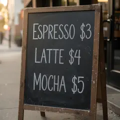 FLUX.2 [max] — A hand-lettered chalkboard menu outside a coffee s