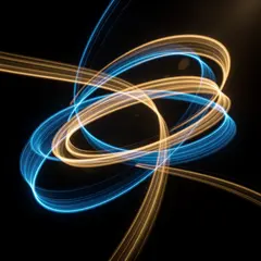 FLUX.2 [pro] — Intertwining ribbons of light in blue and gold aga