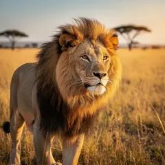 FLUX.2 [pro] — A majestic lion with a full mane, golden savanna b