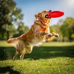 FLUX.2 [pro] — A golden retriever catching a frisbee in mid-air a