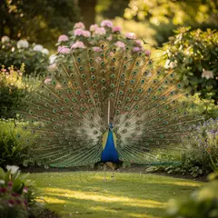 FLUX.2 [pro] — A peacock displaying its full tail feathers, vibra