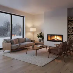 FLUX.2 [pro] — A cozy Scandinavian living room with a fireplace, 