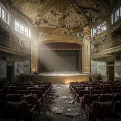 FLUX.2 [pro] — An abandoned Art Deco theater with peeling gold pa