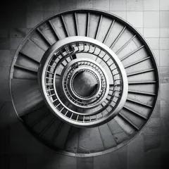 FLUX.2 [pro] — A spiral staircase viewed from directly above, geo