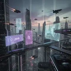 FLUX.2 [pro] — A futuristic city skyline with flying vehicles, sl