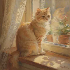 FLUX.2 [pro] — A cat sitting on a windowsill, impressionist oil p