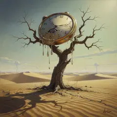 FLUX.2 [pro] — A surreal melting clock draped over a barren tree 