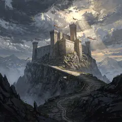 FLUX.2 [pro] — A medieval castle on a hilltop, fantasy art style,