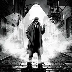 FLUX.2 [pro] — A noir detective in a foggy alley, graphic novel s