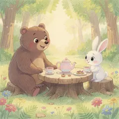 FLUX.2 [pro] — A children's book illustration of a bear and a rab