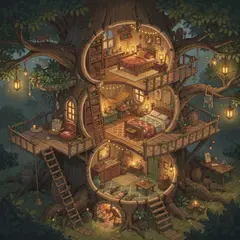 FLUX.2 [pro] — A detailed cross-section of a fantasy treehouse sh