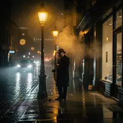 FLUX.2 [pro] — A street musician playing saxophone under a lamppo