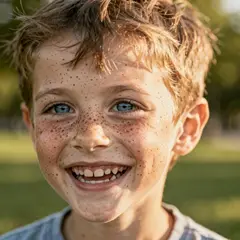 FLUX.2 [pro] — A freckled boy with bright blue eyes and messy hai