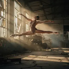 FLUX.2 [pro] — A ballet dancer mid-leap in an abandoned warehouse