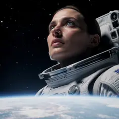 FLUX.2 [pro] — An astronaut without a helmet, face lit by Earth g