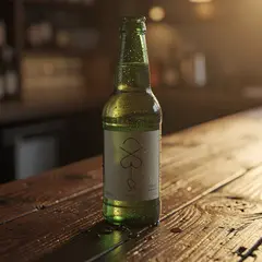 FLUX.2 [pro] — A green glass bottle of craft beer with condensati