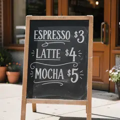 FLUX.2 [pro] — A hand-lettered chalkboard menu outside a coffee s