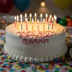 FLUX.2 [pro] — A birthday cake with HAPPY 30TH BIRTHDAY SARAH wri