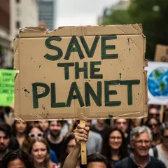 FLUX.2 [pro] — A protest sign held up in a crowd reading SAVE THE