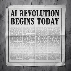 FLUX.2 [pro] — A newspaper headline reading AI REVOLUTION BEGINS 