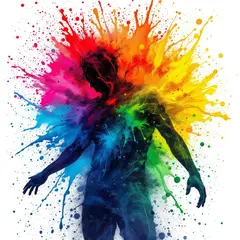 FLUX Pro 1.1 — An explosion of colorful paint splashes forming a 