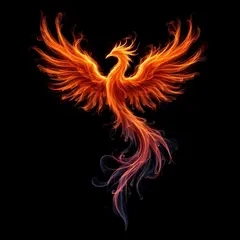 FLUX Pro 1.1 — Smoke tendrils forming the shape of a phoenix, bac