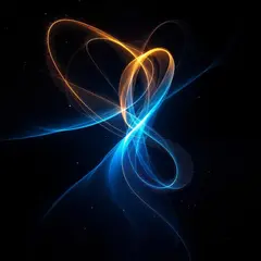 FLUX Pro 1.1 — Intertwining ribbons of light in blue and gold aga