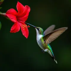FLUX Pro 1.1 — A hummingbird hovering next to a bright red flower