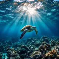 FLUX Pro 1.1 — A giant sea turtle swimming over a coral reef, und