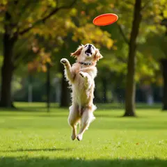FLUX Pro 1.1 — A golden retriever catching a frisbee in mid-air a
