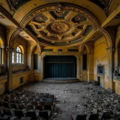 FLUX Pro 1.1 — An abandoned Art Deco theater with peeling gold pa