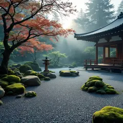 FLUX Pro 1.1 — A Japanese zen garden with raked gravel, moss-cove